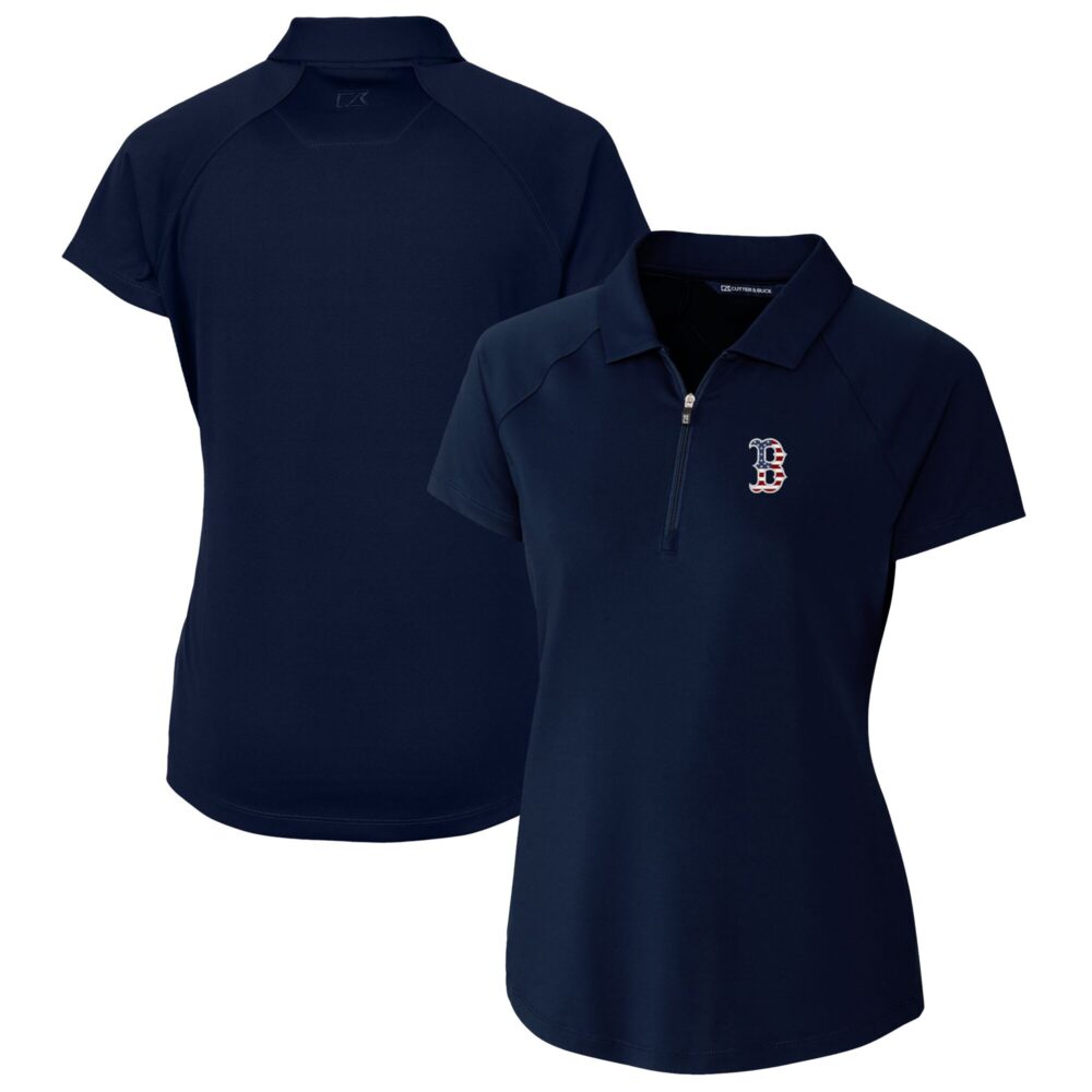 Women's Boston Red Sox Cutter & Buck Navy Americana Logo DryTec Forge Stretch Polo