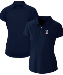Women's Boston Red Sox Cutter & Buck Navy Americana Logo DryTec Forge Stretch Polo