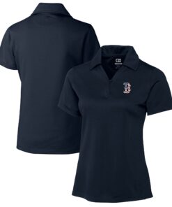 Women's Boston Red Sox Cutter & Buck Navy Americana Logo DryTec Genre Textured Solid Polo