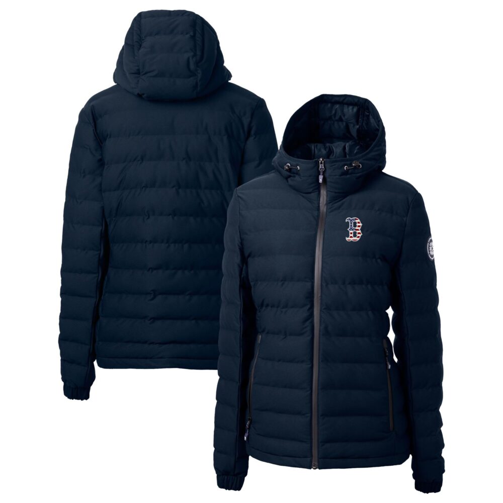 Women's Boston Red Sox Cutter & Buck Navy Americana Logo Mission Ridge Repreve Eco Insulated Full-Zip Puffer Jacket