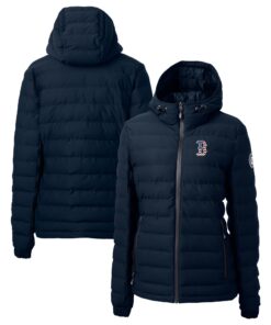 Women's Boston Red Sox Cutter & Buck Navy Americana Logo Mission Ridge Repreve Eco Insulated Full-Zip Puffer Jacket