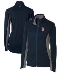 Women's Boston Red Sox Cutter & Buck Navy Americana Logo Navigate Softshell Full-Zip Jacket