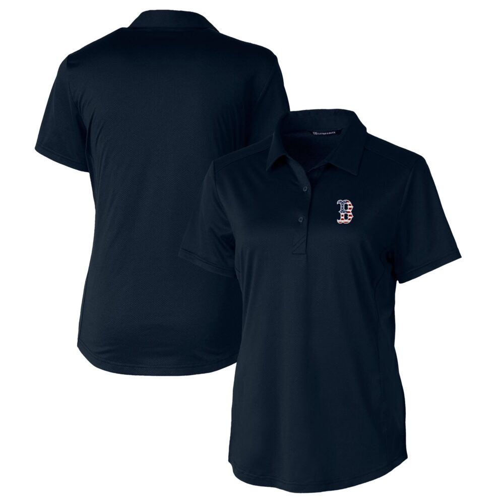 Women's Boston Red Sox Cutter & Buck Navy Americana Logo Prospect DryTec Textured Stretch Polo