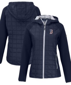 Women's Boston Red Sox Cutter & Buck Navy Americana Rainier Primaloft Eco Raglan Full-Zip Hybrid Jacket
