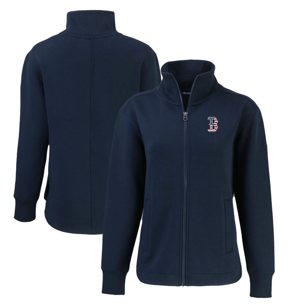 Women's Boston Red Sox Cutter & Buck Navy Americana Roam Eco Recycled Full-Zip Jacket