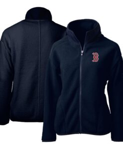 Women's Boston Red Sox Cutter & Buck Navy Cascade Eco Sherpa Fleece Full-Zip Jacket