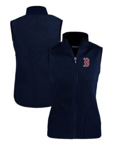 Women's Boston Red Sox  Cutter & Buck Navy Cascade Eco Sherpa Fleece Full-Zip Vest