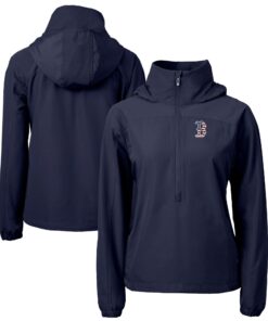 Women's Boston Red Sox Cutter & Buck Navy Charter Eco Recycled Anorak Jacket
