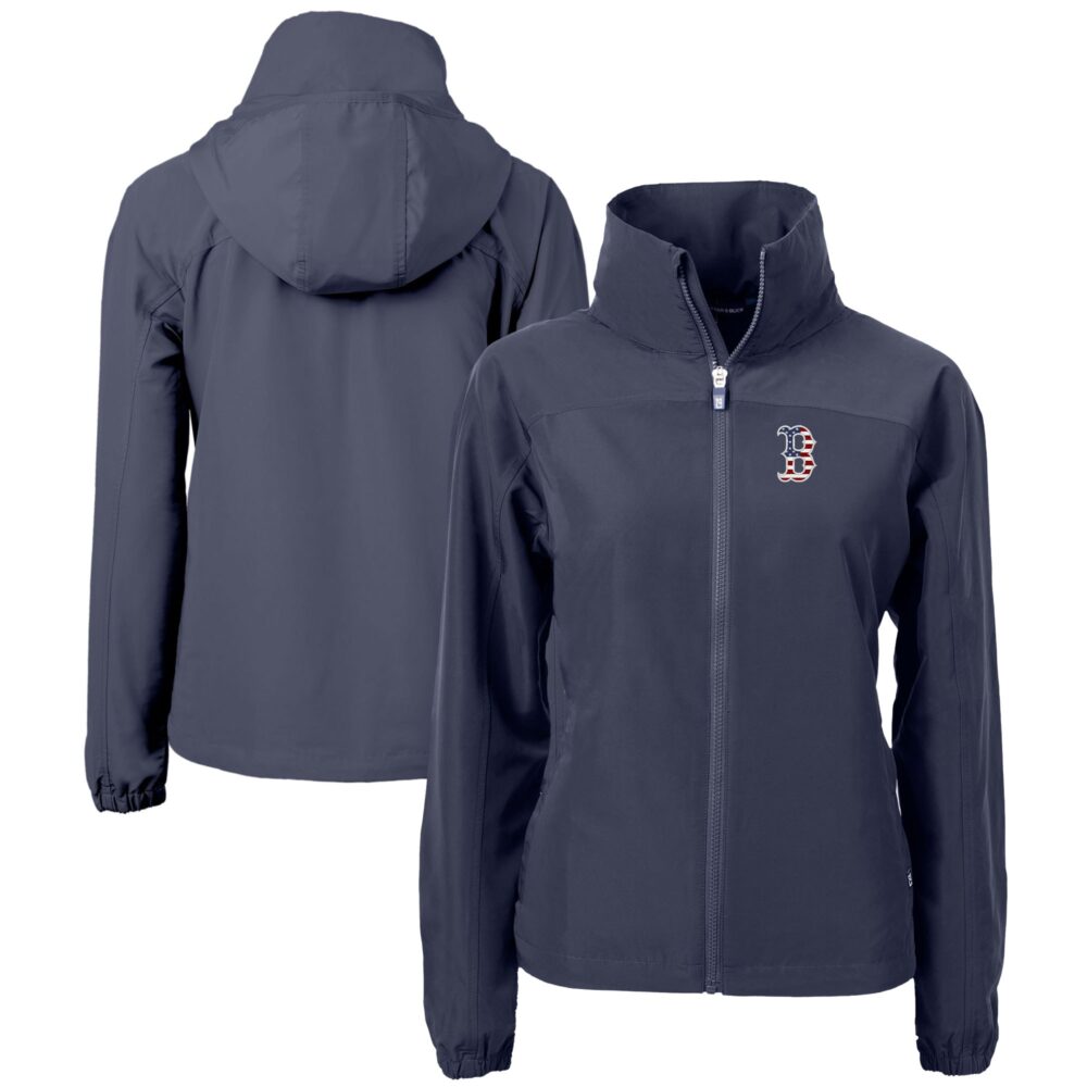 Women's Boston Red Sox Cutter & Buck Navy Charter Eco Recycled Full-Zip Jacket