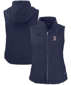 Women's Boston Red Sox  Cutter & Buck Navy Charter Eco Recycled Full-Zip Vest