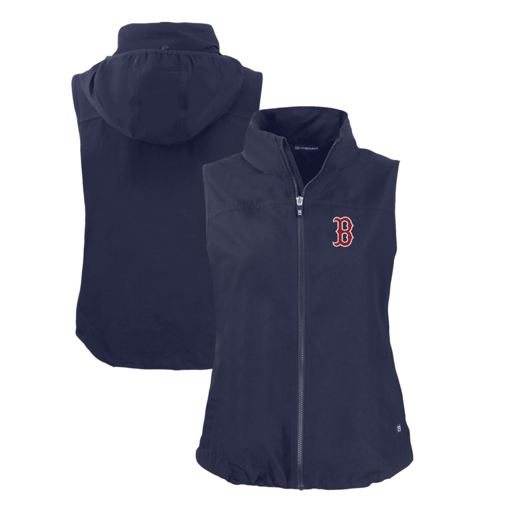 Women's Boston Red Sox  Cutter & Buck Navy Charter Eco Recycled Full-Zip Vest
