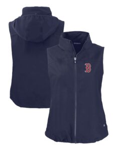 Women's Boston Red Sox  Cutter & Buck Navy Charter Eco Recycled Full-Zip Vest