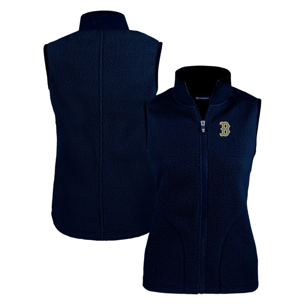 Women's Boston Red Sox Cutter & Buck Navy City Connect Cascade Eco Sherpa Fleece Vest