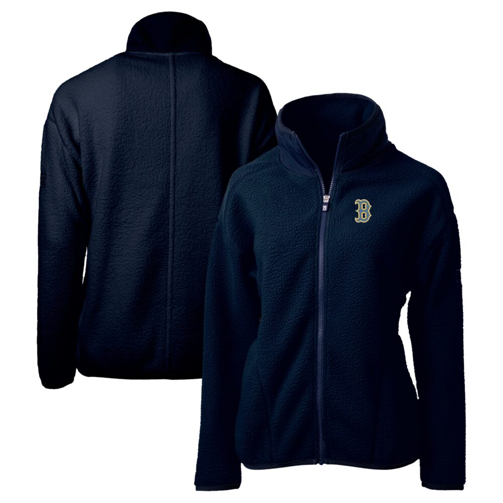 Women's Boston Red Sox Cutter & Buck Navy City Connect Cascade Eco Sherpa Full-Zip Jacket