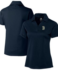 Women's Boston Red Sox Cutter & Buck Navy City Connect CB DryTec Genre Textured Solid Polo