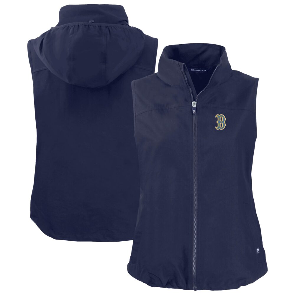 Women's Boston Red Sox  Cutter & Buck Navy City Connect Charter Eco Recycled Full-Zip Vest