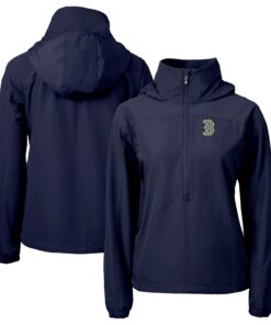 Women's Boston Red Sox  Cutter & Buck Navy City Connect Charter Eco Recycled Half-Zip Anorak Jacket