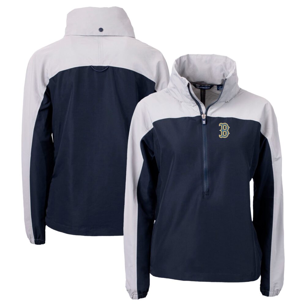 Women's Boston Red Sox  Cutter & Buck Navy City Connect Charter Eco Recycled Half-Zip Anorak Jacket