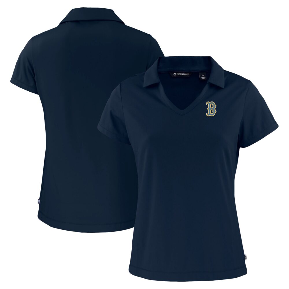 Women's Boston Red Sox  Cutter & Buck Navy City Connect Daybreak Eco Recycled V-Neck Polo