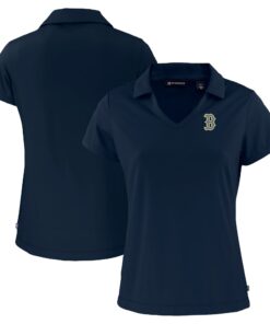 Women's Boston Red Sox  Cutter & Buck Navy City Connect Daybreak Eco Recycled V-Neck Polo