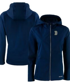 Women's Boston Red Sox  Cutter & Buck Navy City Connect Evoke Eco Softshell Recycled Full-Zip Hoodie Jacket