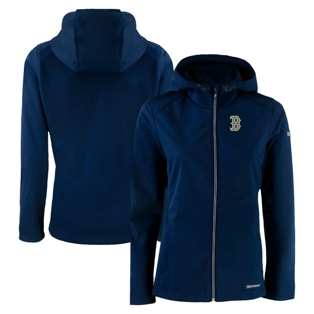 Women's Boston Red Sox  Cutter & Buck Navy City Connect Evoke Eco Softshell Recycled Full-Zip Hoodie Jacket