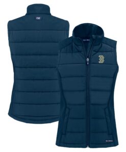 Women's Boston Red Sox  Cutter & Buck Navy City Connect Evoke Hybrid Eco Softshell Recycled Full-Zip Vest