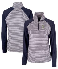 Women's Boston Red Sox  Cutter & Buck Navy City Connect Forge Tonal Stripe Stretch Half-Zip Pullover Top