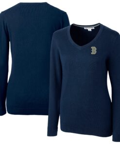 Women's Boston Red Sox  Cutter & Buck Navy City Connect Lakemont Tri-Blend Pullover Sweater