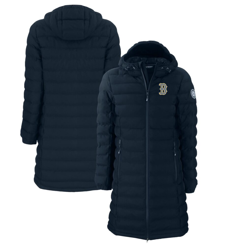 Women's Boston Red Sox Cutter & Buck Navy City Connect Mission Ridge Repreve Eco Insulated Full-Zip Long Puffer Jacket