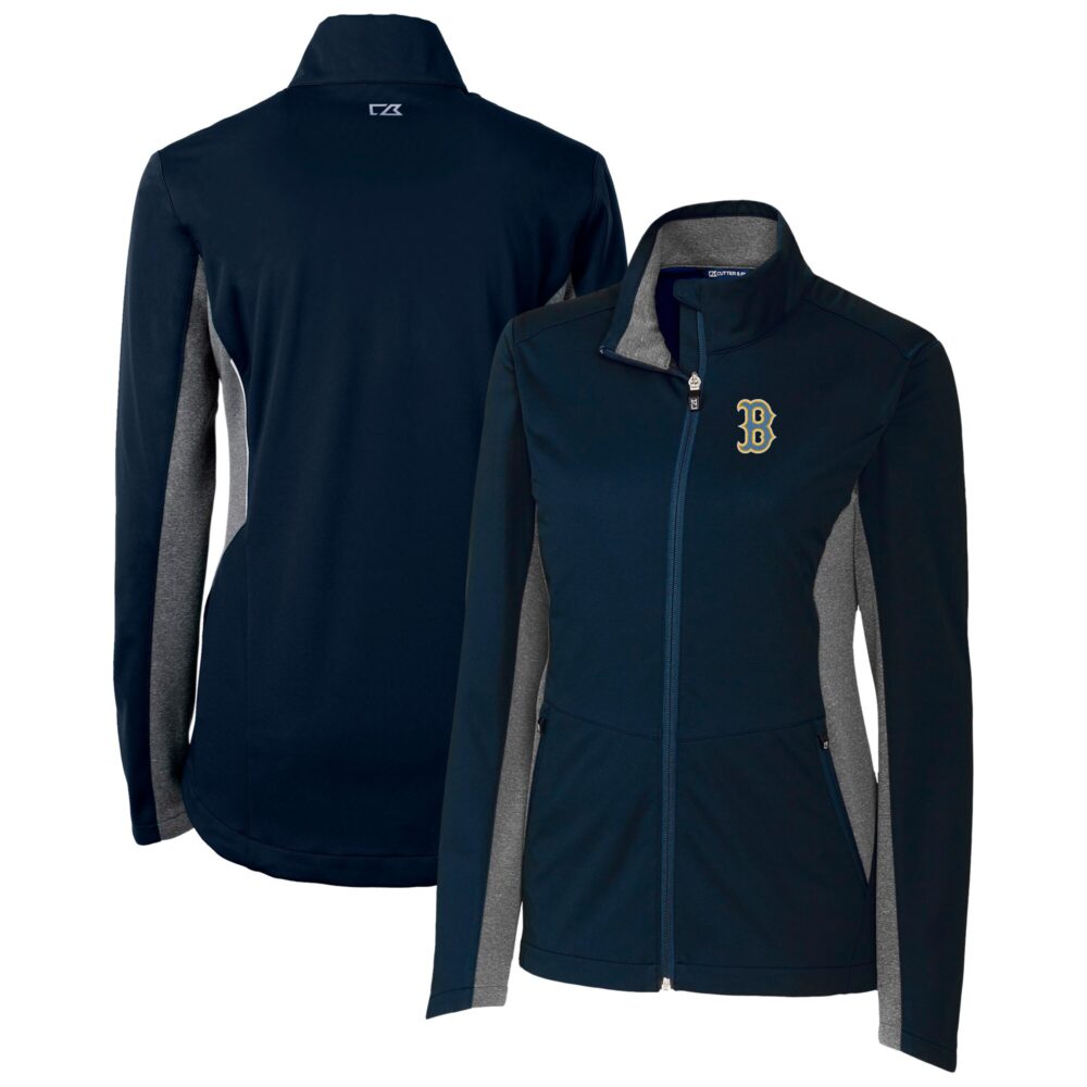 Women's Boston Red Sox  Cutter & Buck Navy City Connect Navigate Softshell Full-Zip Jacket