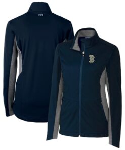 Women's Boston Red Sox  Cutter & Buck Navy City Connect Navigate Softshell Full-Zip Jacket