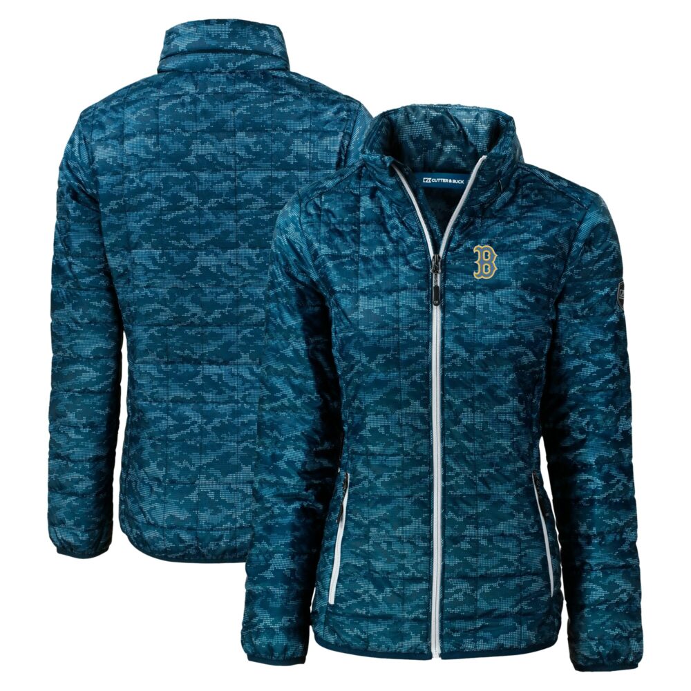 Women's Boston Red Sox  Cutter & Buck Navy City Connect Rainier PrimaLoft Eco Insulated Full-Zip Printed Puffer Jacket