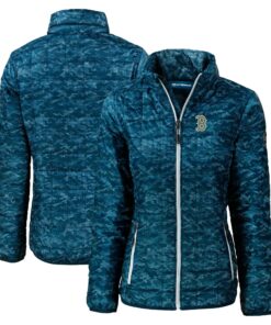 Women's Boston Red Sox  Cutter & Buck Navy City Connect Rainier PrimaLoft Eco Insulated Full-Zip Printed Puffer Jacket