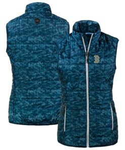 Women's Boston Red Sox  Cutter & Buck Navy City Connect Rainier PrimaLoft Eco Insulated Full-Zip Printed Puffer Vest