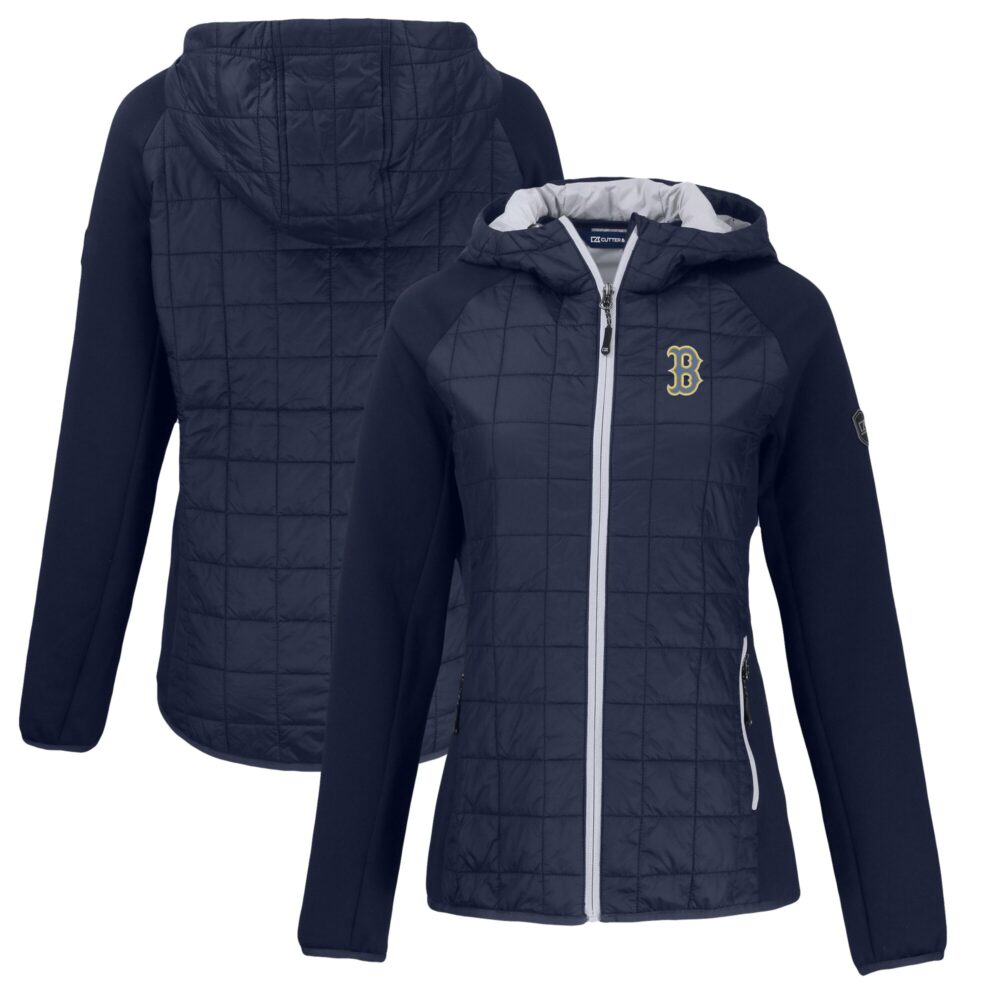 Women's Boston Red Sox Cutter & Buck Navy City Connect Rainier Primaloft Eco Raglan Full-Zip Hybrid Jacket
