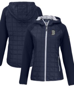 Women's Boston Red Sox Cutter & Buck Navy City Connect Rainier Primaloft Eco Raglan Full-Zip Hybrid Jacket