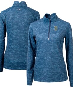Women's Boston Red Sox Cutter & Buck Navy City Connect Traverse Camo Stretch Quarter-Zip Pullover Top