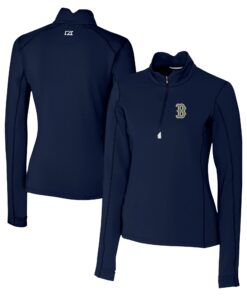 Women's Boston Red Sox Cutter & Buck Navy City Connect Traverse Stretch Quarter-Zip Pullover Top