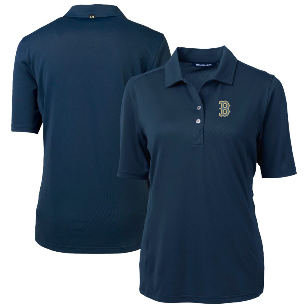 Women's Boston Red Sox Cutter & Buck Navy City Connect Virtue Eco Pique Recycled Polo