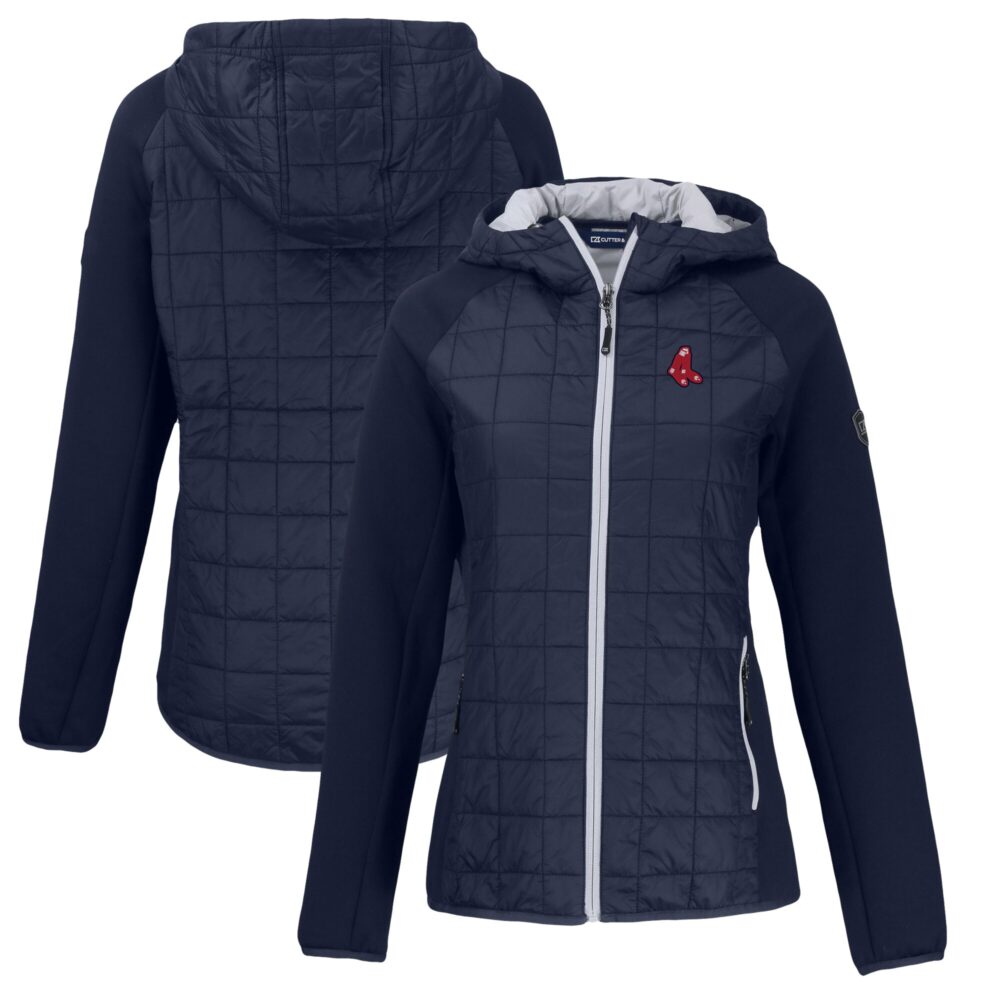 Women's Boston Red Sox Cutter & Buck Navy Cooperstown Collection Rainier Primaloft Eco Full-Zip Hybrid Jacket