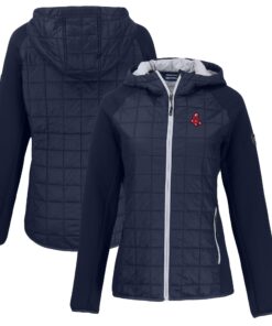 Women's Boston Red Sox Cutter & Buck Navy Cooperstown Collection Rainier Primaloft Eco Full-Zip Hybrid Jacket