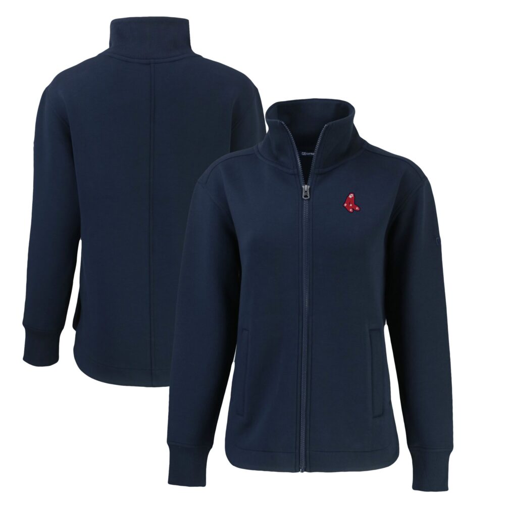 Women's Boston Red Sox Cutter & Buck Navy Cooperstown Collection Roam Eco Recycled Full-Zip Jacket