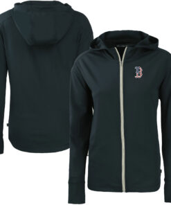 Women's Boston Red Sox  Cutter & Buck Navy Daybreak Eco Recycled Full-Zip Hoodie