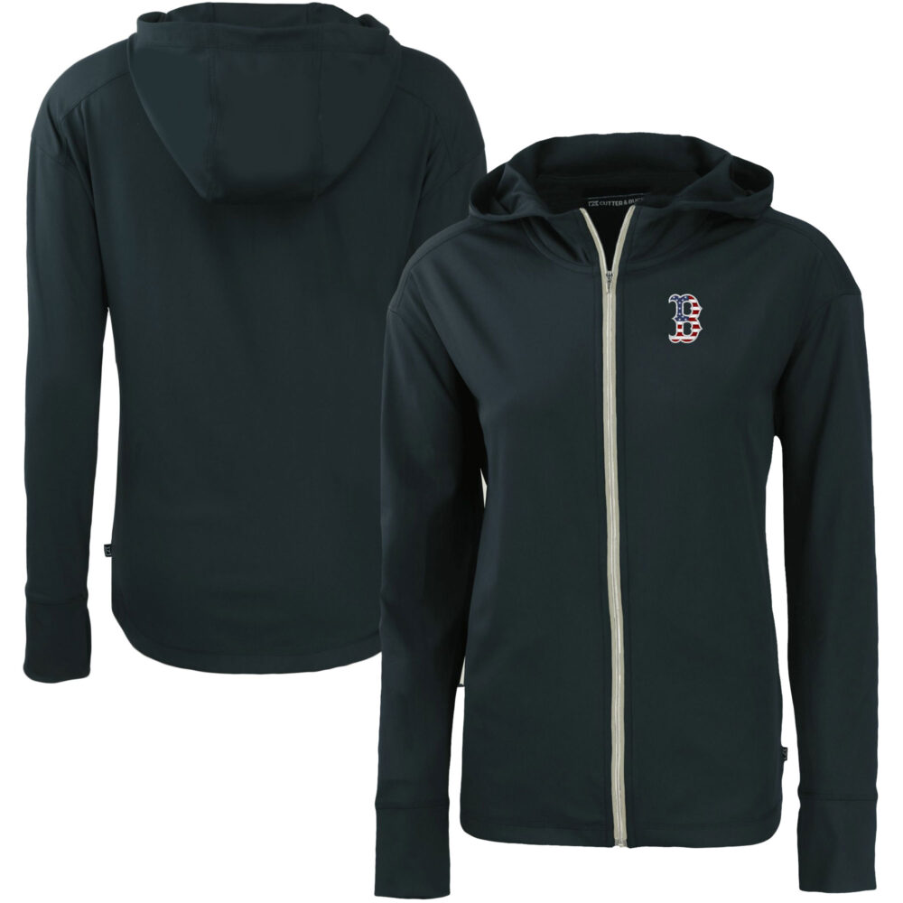 Women's Boston Red Sox  Cutter & Buck Navy Daybreak Eco Recycled Full-Zip Hoodie