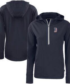 Women's Boston Red Sox  Cutter & Buck Navy Daybreak Eco Recycled Half-Zip Hoodie