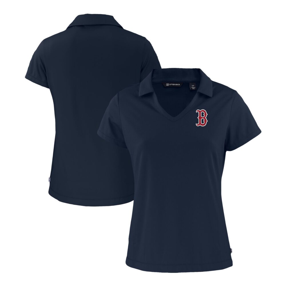Women's Boston Red Sox  Cutter & Buck Navy Daybreak Eco Recycled V-Neck Polo