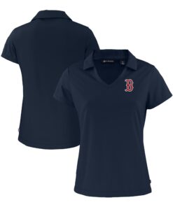 Women's Boston Red Sox  Cutter & Buck Navy Daybreak Eco Recycled V-Neck Polo
