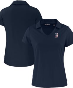 Women's Boston Red Sox  Cutter & Buck Navy Daybreak Eco Recycled V-Neck Polo