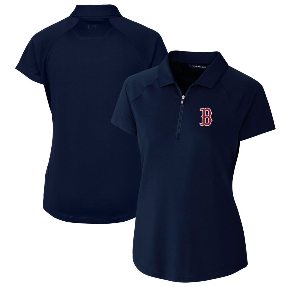 Women's Boston Red Sox  Cutter & Buck Navy DryTec Forge Stretch Polo